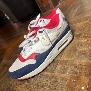 Nike Men's Air Max 1 One White Red Blue Deep Royal❤️